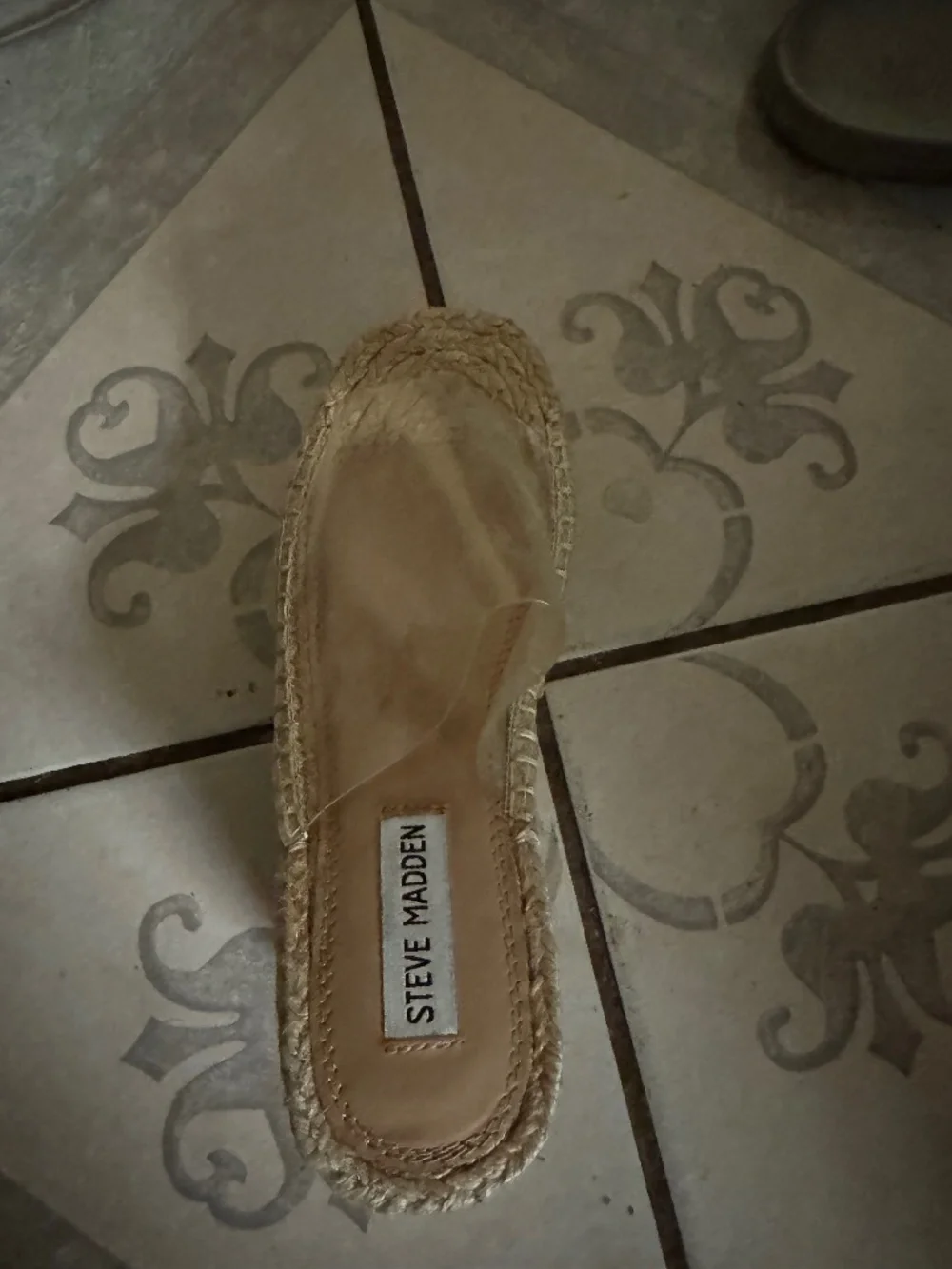 Steve Madden Clear Strap Espadrille Platform Wedge - Natural/Clear